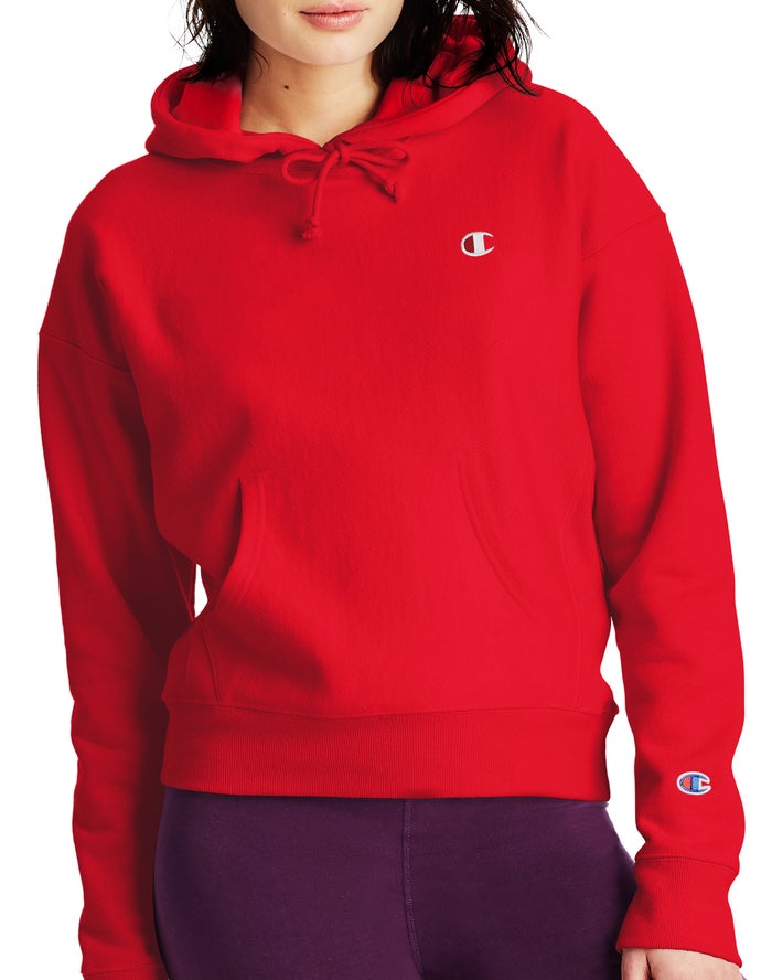 Champion Hoodie Dames - Rood - Reverse Weave C Logo ( 652017-XOE )